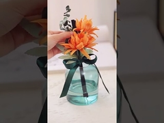 Aroma home flor fibra vara garrafa de vidro 400ml redondo reed difusor com caixa de presente