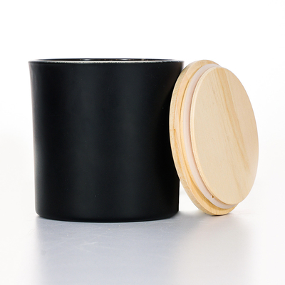 Vela Scented 420g 10*10cm do frasco de vidro de madeira preto da tampa