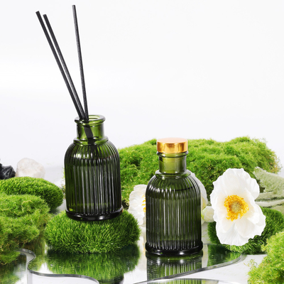 Garrafa de vidro para perfume jardim Reed difusor marca própria 100 ml com tampa de metal dourado