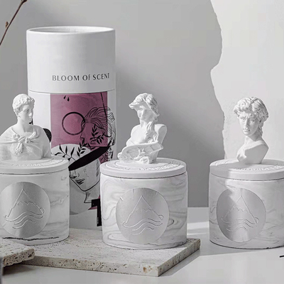 Da escultura grega decorativa feita sob encomenda da fragrância das velas do AROMA frasco cerâmico da vela de David Statue Vessels Candles Scented com L