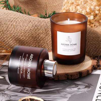 Grupo luxuoso de Brown Reed Diffuser Scented Candles Gift do frasco de vidro da fragrância do óleo da Quente-venda da CASA do AROMA