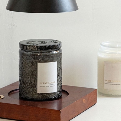 O frasco de vidro gravado original orgânico da CASA do AROMA Scented velas com caixa de presente