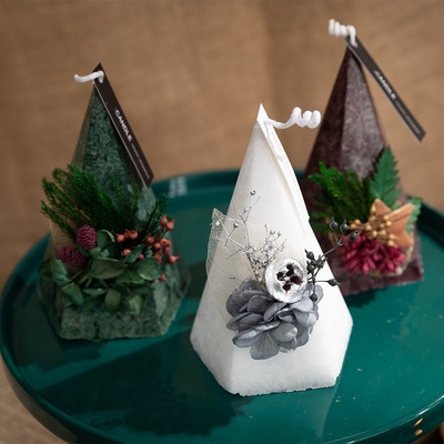 Tipo de pirâmide romântico velas da árvore de Natal da flor da coluna do cone com a caixa de presente 2pcs