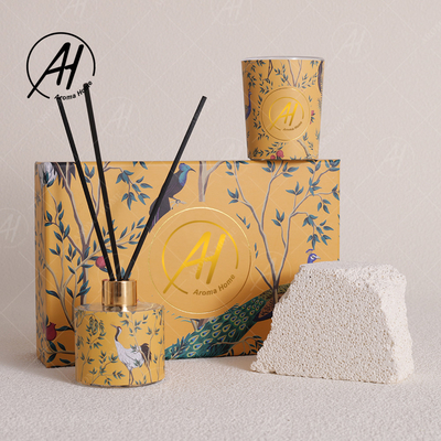 Velas Scented luxuosas Reed Diffuser Set With Box do frasco de vidro apagado nórdico do estilo