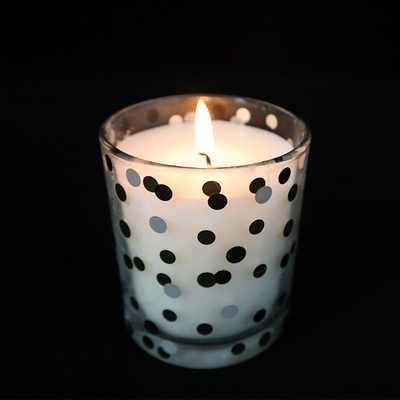Velas Scented naturais de Tealight da soja no abricó de vidro claro impresso do coco do copo