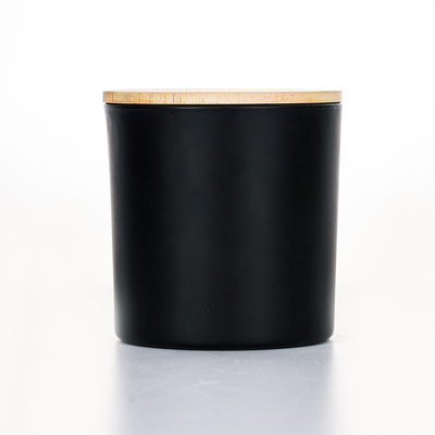 Vela Scented 420g 10*10cm do frasco de vidro de madeira preto da tampa