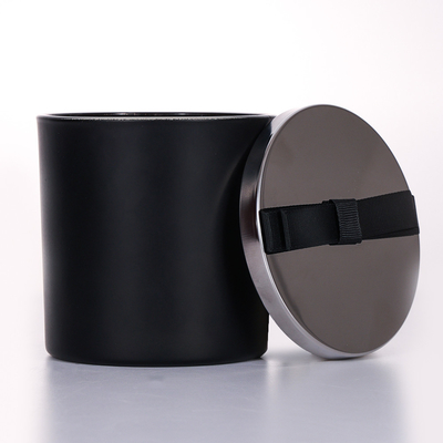 o frasco de vidro da tampa do metal do preto da amostra grátis 400g Scented a vela 10*10cm