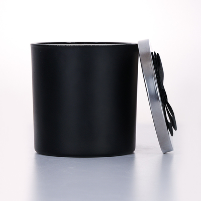 o frasco de vidro da tampa do metal do preto da amostra grátis 400g Scented a vela 10*10cm