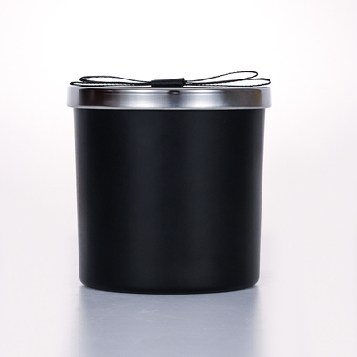 o frasco de vidro da tampa do metal do preto da amostra grátis 400g Scented a vela 10*10cm