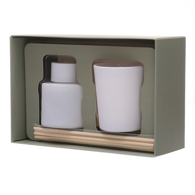 50ml Matte White Bottle Reed Diffuser ajustou-se com tampão de madeira Scented velas