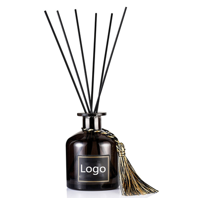 Rattan de madeira Reed Diffuser Bottle preto 50ml da fragrância da tampa com vara