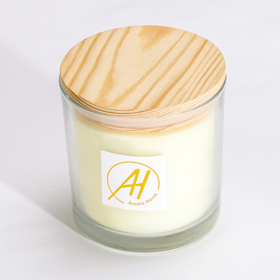 Vela Scented 420g 10*10cm do frasco de vidro de madeira dos feltros de lubrificação do algodão da tampa
