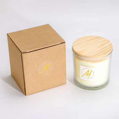 Vela Scented 420g 10*10cm do frasco de vidro de madeira dos feltros de lubrificação do algodão da tampa