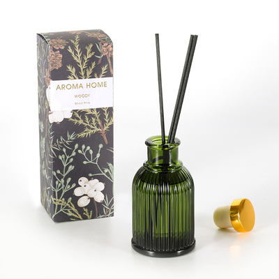 Garrafa de vidro para perfume jardim Reed difusor marca própria 100 ml com tampa de metal dourado
