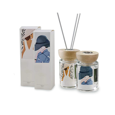 Difusor de vidro de vidro de perfume de óleo essencial com fragrância de palheta e difusor de madeira