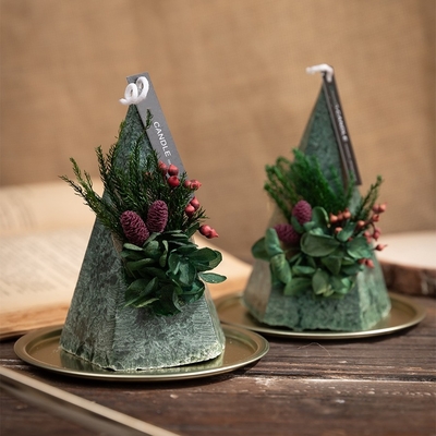 Flor Tipo Pirâmide Cone Árvore de Natal Pilar Vela Sem Fumaça Branco Verde Vermelho 140g