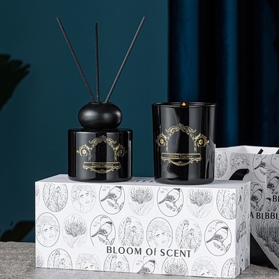 Garrafa Frasco Preto Branco Fragrância Natural Velas Reed Difusor Conjunto de Presente