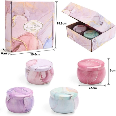 As vendas que quentes dos PCes da CASA 4 do AROMA o presente luxuoso por atacado feito sob encomenda ajustou latas do aroma do metal rangem flores secadas a cera da soja Scented velas