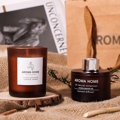 Grupo luxuoso de Brown Reed Diffuser Scented Candles Gift do frasco de vidro da fragrância do óleo da Quente-venda da CASA do AROMA