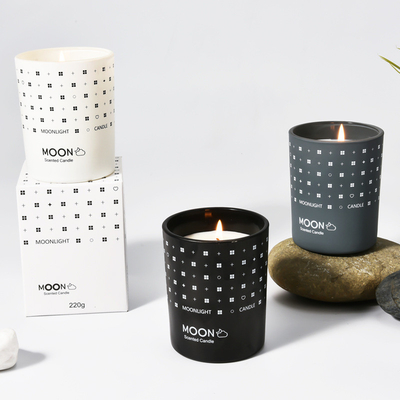 Do frasco de vidro nórdico amplamente utilizado natural da cera da soja do estilo do inclinação do Natal da CASA do AROMA vela Scented com caixa da dobradura