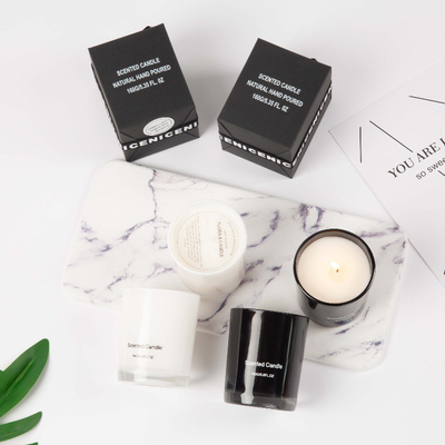 Vela de vidro Scented luxuosa da marca própria branca preta de alta qualidade por atacado da CASA do AROMA