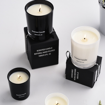 Vela de vidro Scented luxuosa da marca própria branca preta de alta qualidade por atacado da CASA do AROMA