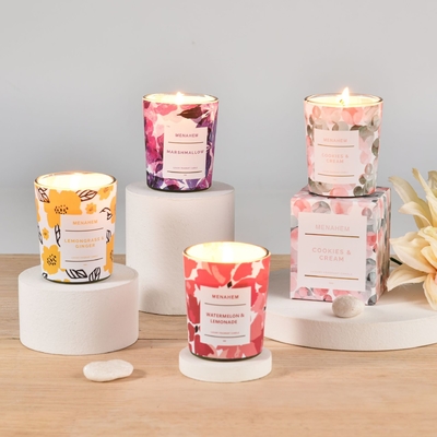 O presente luxuoso por atacado do agregado familiar da CASA do AROMA ajustou vela Scented da cera criativa feita sob encomenda da soja do frasco do vidro da fragrância da flor