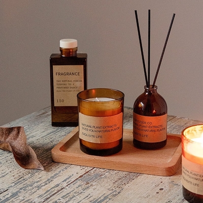 Do presente sem fumaça de vidro direto do ornamento do bem-estar da fragrância da aromaterapia da cera da soja de Brown da fábrica da CASA do AROMA vela Scented
