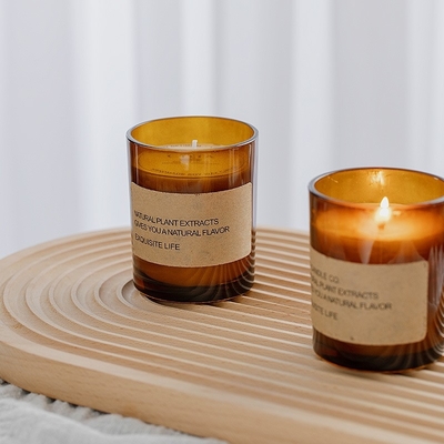 Do presente sem fumaça de vidro direto do ornamento do bem-estar da fragrância da aromaterapia da cera da soja de Brown da fábrica da CASA do AROMA vela Scented