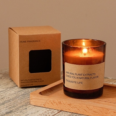 Do presente sem fumaça de vidro direto do ornamento do bem-estar da fragrância da aromaterapia da cera da soja de Brown da fábrica da CASA do AROMA vela Scented