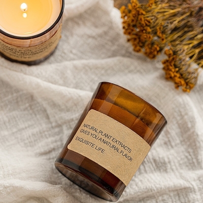 Do presente sem fumaça de vidro direto do ornamento do bem-estar da fragrância da aromaterapia da cera da soja de Brown da fábrica da CASA do AROMA vela Scented