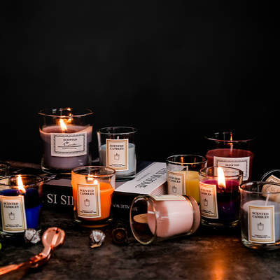 Da cera Scented nórdica feita sob encomenda luxuosa da soja da fragrância do Ins da aromaterapia da marca própria da CASA do AROMA velas claras do frasco com caixa de presente
