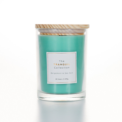 Vela branca feito a mão da cera de Sage Outdoor Glass Scented Soy da baunilha do celeiro para a casa