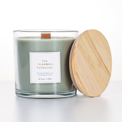 Vela branca feito a mão da cera de Sage Outdoor Glass Scented Soy da baunilha do celeiro para a casa
