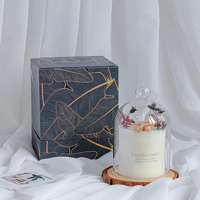 O frasco de vidro da cera da soja do hotel da casa Scented a vela com a tampa baixa de Bell da madeira do pot-pourri