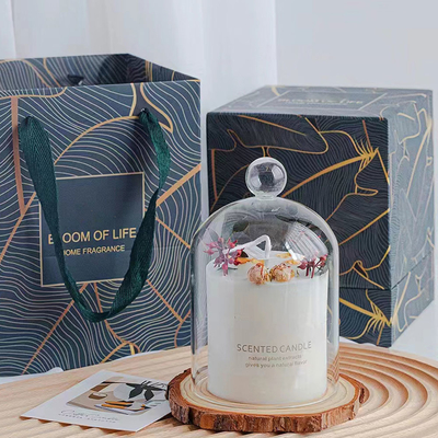 O frasco de vidro da cera da soja do hotel da casa Scented a vela com a tampa baixa de Bell da madeira do pot-pourri