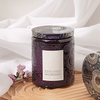 O frasco de vidro gravado original orgânico da CASA do AROMA Scented velas com caixa de presente