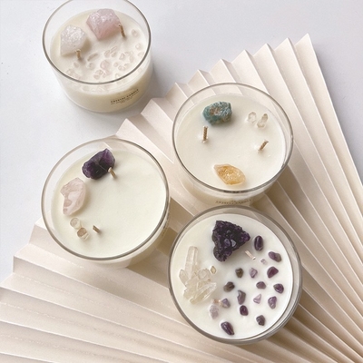 Velas 10 onças Scented grande de Logo Soy Wax Crystal Stone do costume da CASA do AROMA