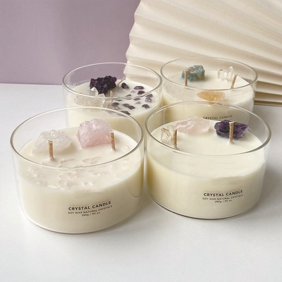 Velas 10 onças Scented grande de Logo Soy Wax Crystal Stone do costume da CASA do AROMA