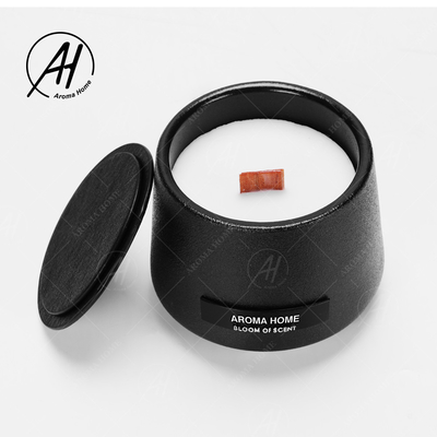 Matte Glass Jar Soy Wax preto Scented a marca própria feita sob encomenda das velas da casa do aroma