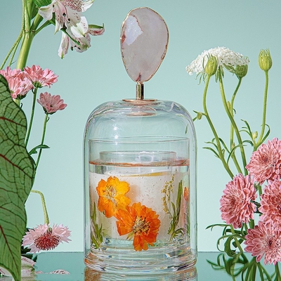 Vela imortal do perfume de Crystal Cup Healing Soy Wax da flor da aromaterapia com tampa