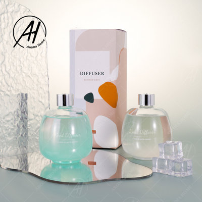 Vara fresca Reed Diffuser Essential Oil Sets da fibra da tampa da tira da garrafa de vidro da bolha do verão