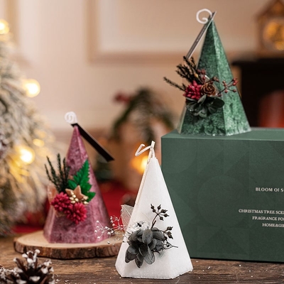 Tipo de pirâmide romântico velas da árvore de Natal da flor da coluna do cone com a caixa de presente 2pcs