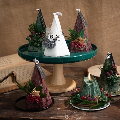 Tipo de pirâmide romântico velas da árvore de Natal da flor da coluna do cone com a caixa de presente 2pcs