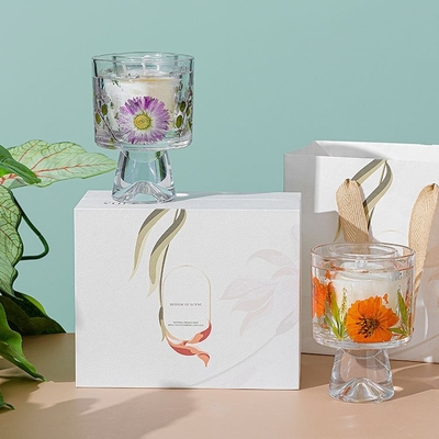 Da flor seca decorativa feita sob encomenda do presente da etiqueta a cera de vidro do gel do frasco Scented Jelly Candles