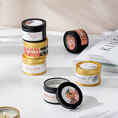 O presente da vela do frasco da decoração ajustou o curso 100% da cera da soja Tin Scented Candle 5pcs/Set