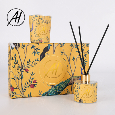 O frasco de vidro apagado do estilo nórdico da etiqueta Scented velas Reed Diffuser Set With Box