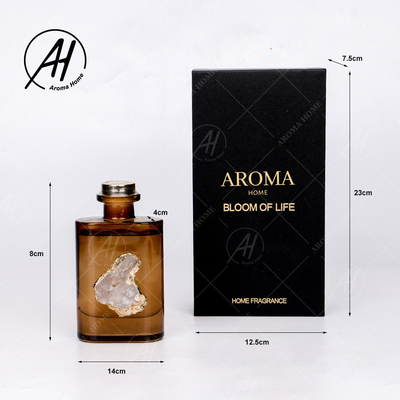 Aroma dourado Reed Diffuser 180ML do óleo essencial de garrafa de vidro da tampa do quadrado do Rattan da fibra