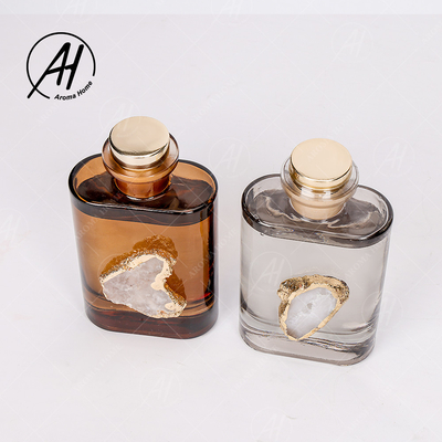 Amber Grey Glass Bottle Crystal Fragrance Reed Diffuser sem fumaça 180ML para a casa