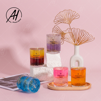O frasco de vidro Crystal Gel Flower Jelly Wax Scented feito a mão romântico das velas